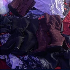 Black and maroon high heeled boots size 10 in women’s